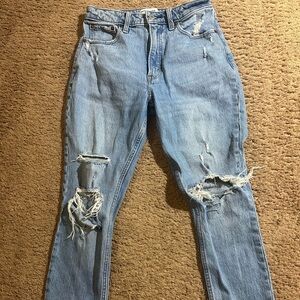 Abercrombie Fitch Women Skinny High Rise Curve Love Blue Jean Size 25/0S Distres
